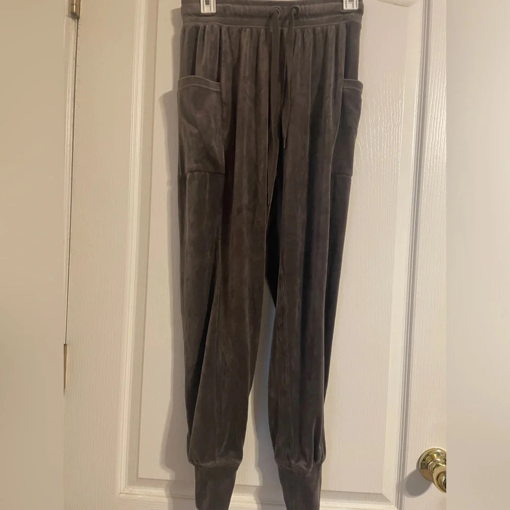 Offline by Aerie Gray Velvet Velour Joggers Sz XS Pockets Soft Cozy